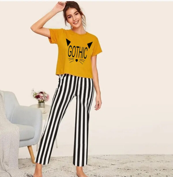 Printed Cotton Ladies Sleep Dress Night Wear With Shirt And Trouser (Design-197)